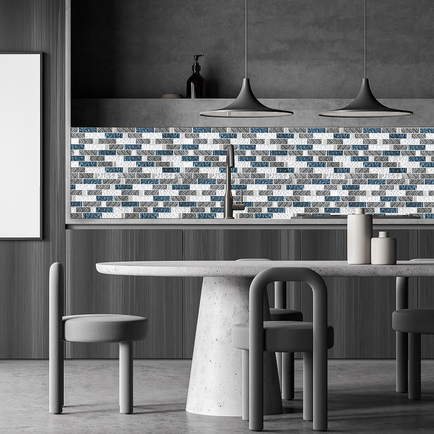 Glass Tiles Backsplash Subway Blue Mosaic Tile for Kitchen Bathroom Walls (Pack
