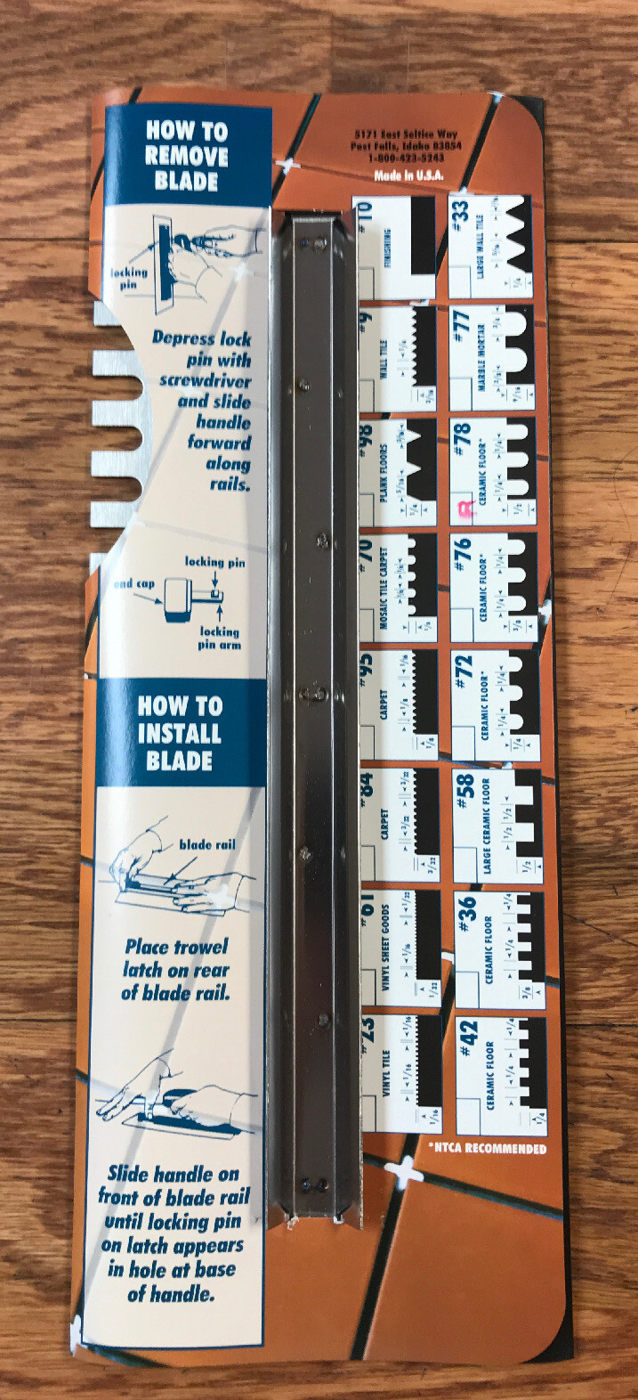 Barwalt 31781 Tile Flooring Trowel Blade #78