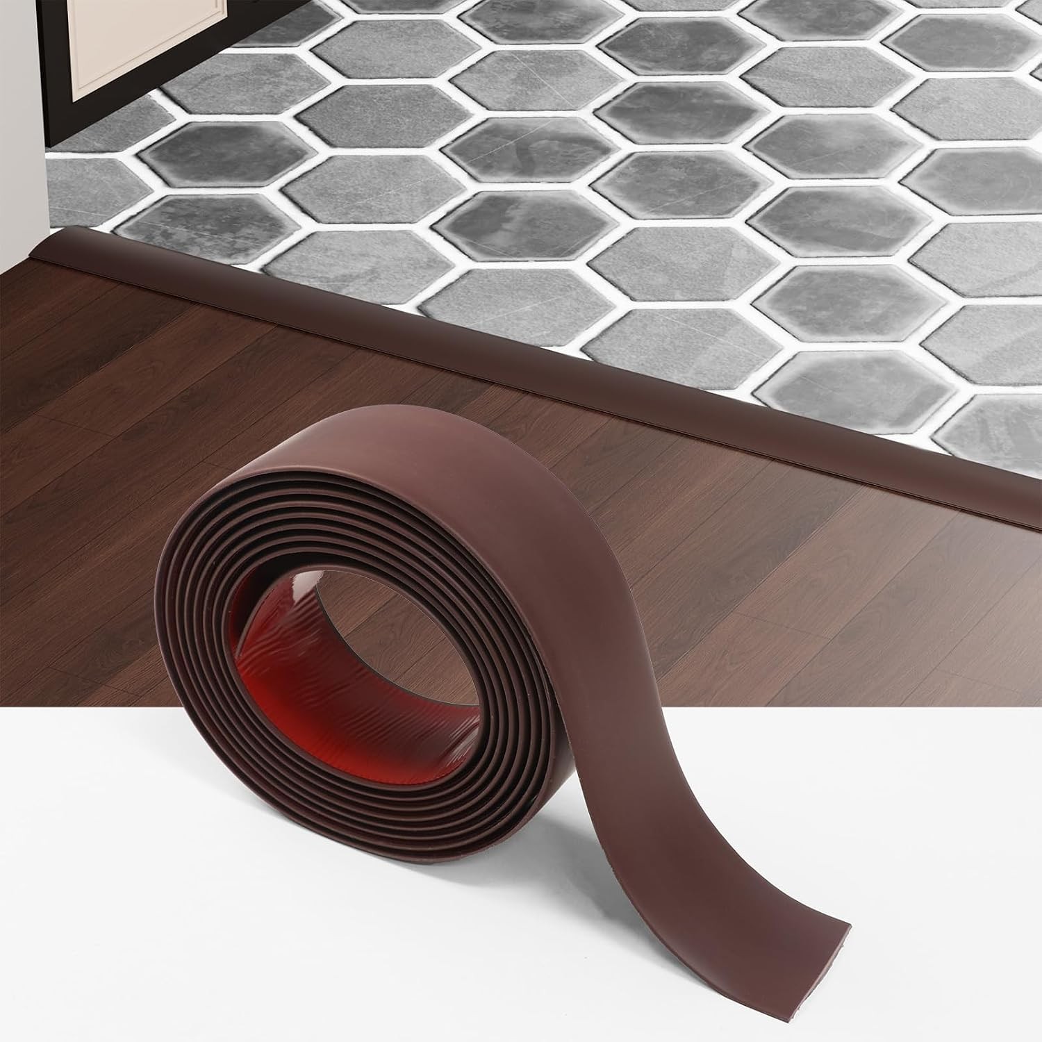 Floor Transition Strip – Self Adhesive Vinyl Flooring Trim for Carpet, Tile &