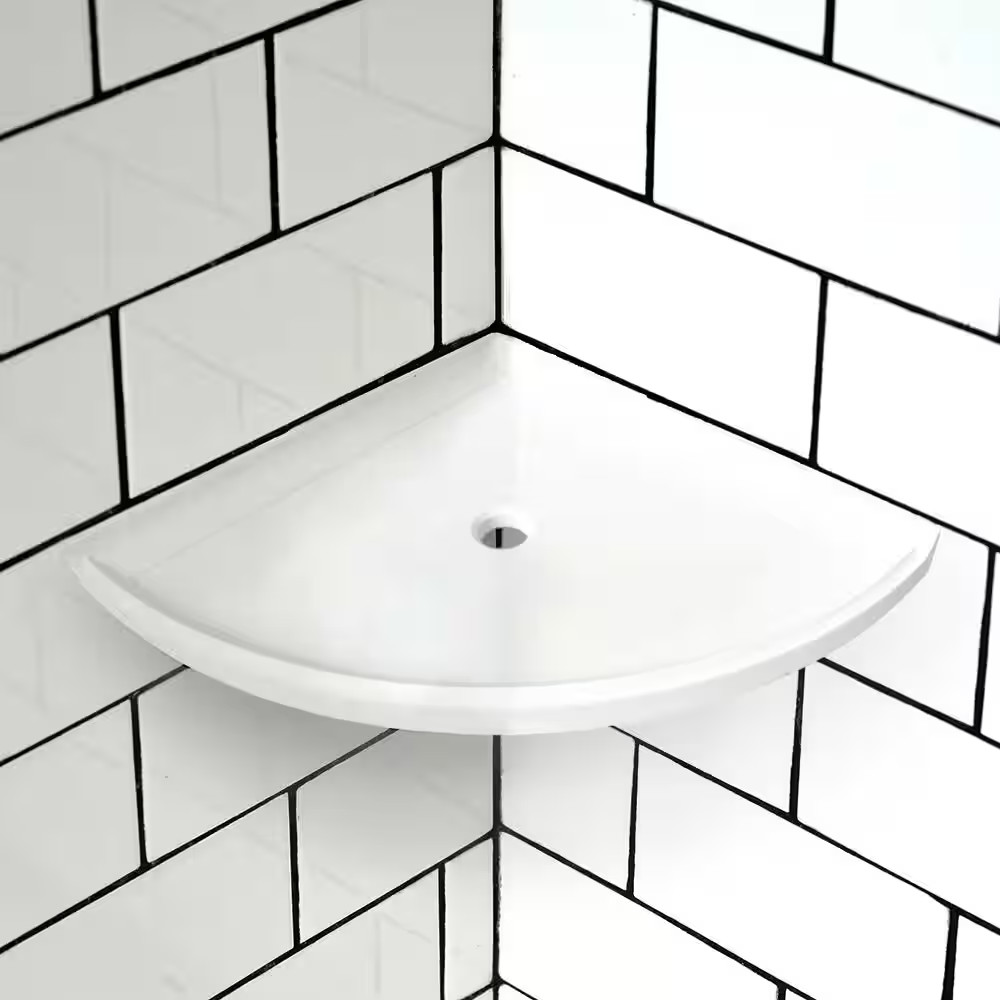 Aroma White 7.5 In. X 7.5 In. Matte Resin Wall Mount Corner Shelf Tile