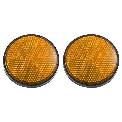 2 Pcs 56mm Plastic Universal Round Reflective Warning Reflector with Orange