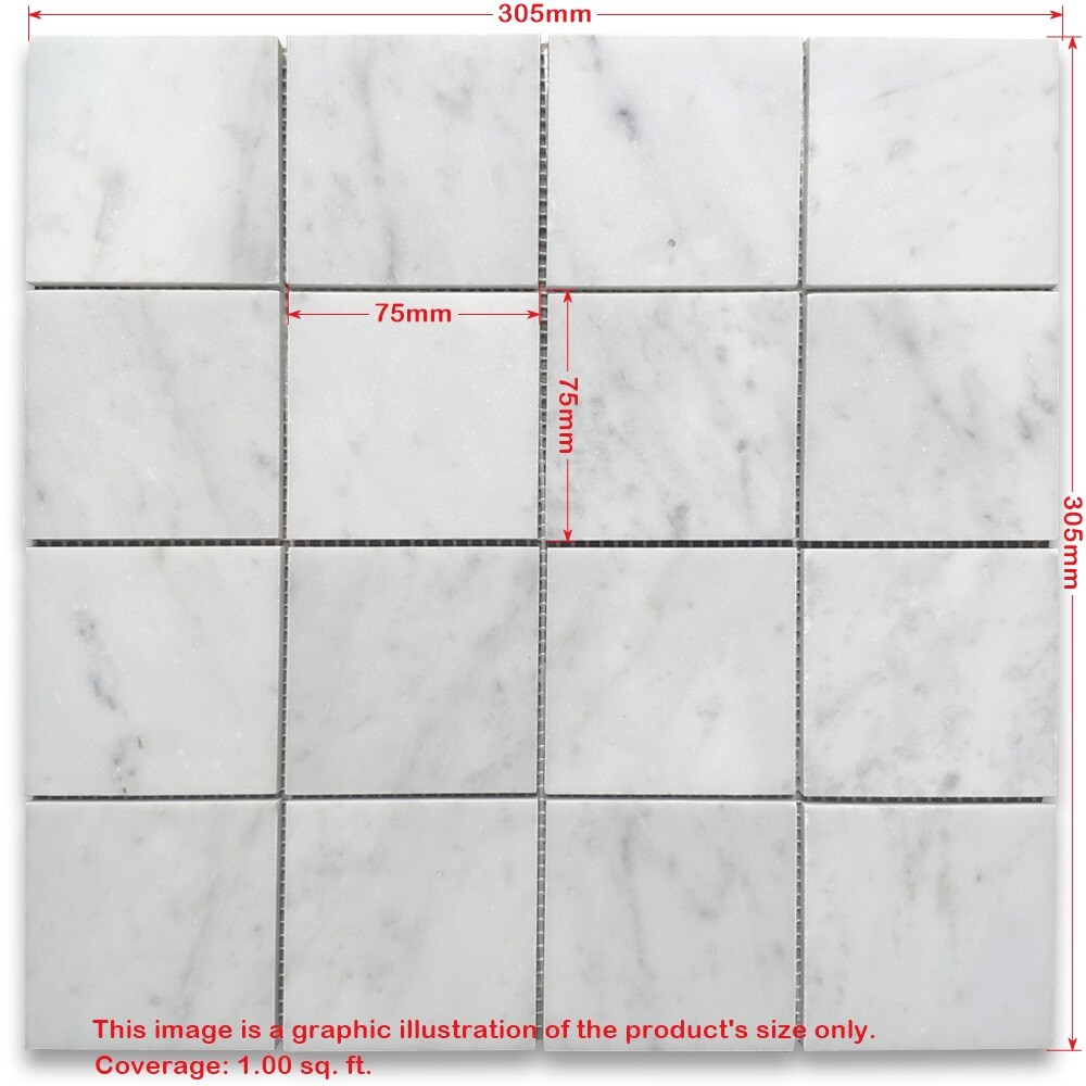 N27XP Nero Marquina Black Marble 3×3 Square Mosaic Tile Polished