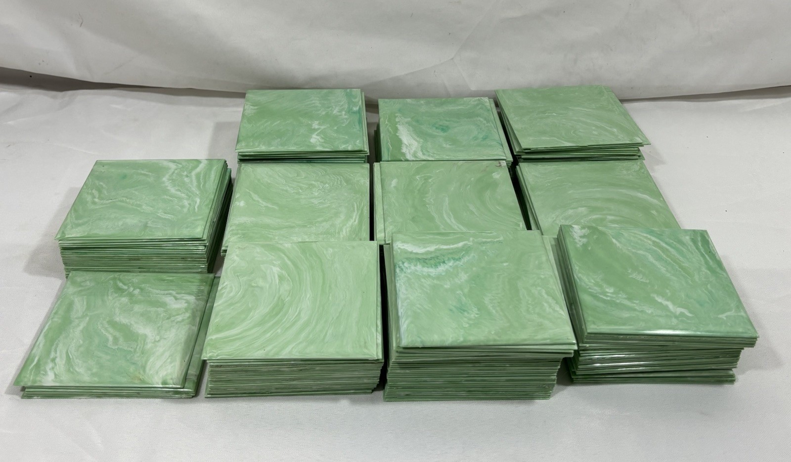 50 Vintage Mint Green Marble Plastic Polystyrene Wall Tiles 4.25″x4.25″ #B Blue
