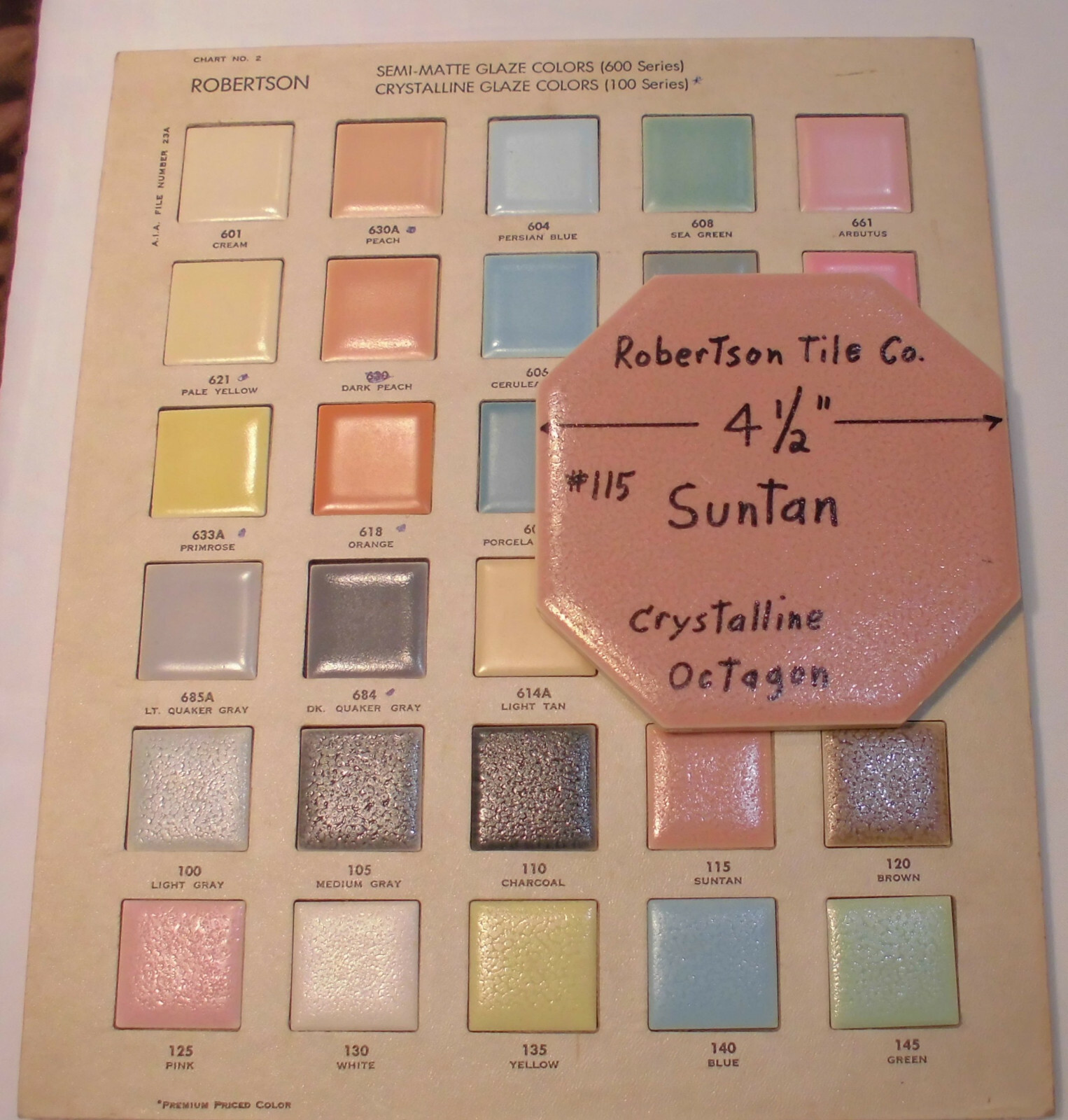 1 pc. Suntan – Pinkest: Octagon Ceramic Tile 4-1/2″ Robertson, Crystalline, Used
