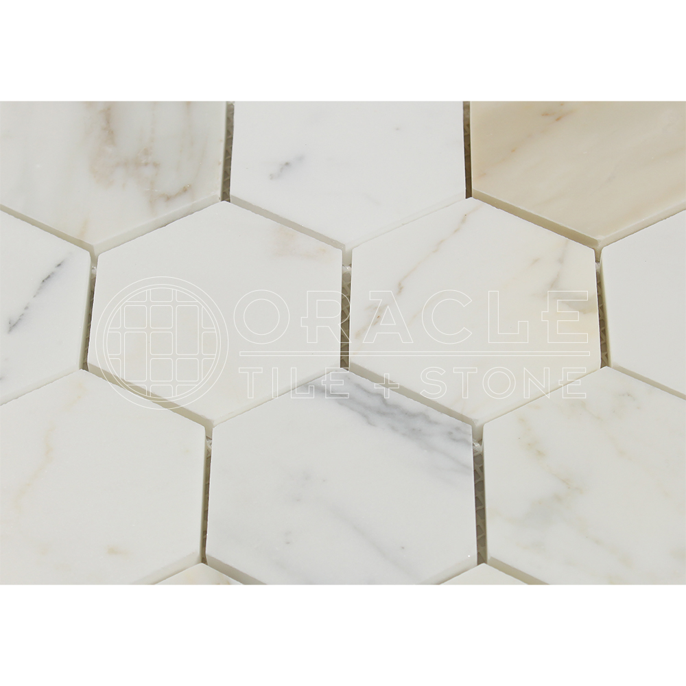 Calacatta Gold (Italian Calcutta) Marble 3 inch Hexagon Mosaic Tile