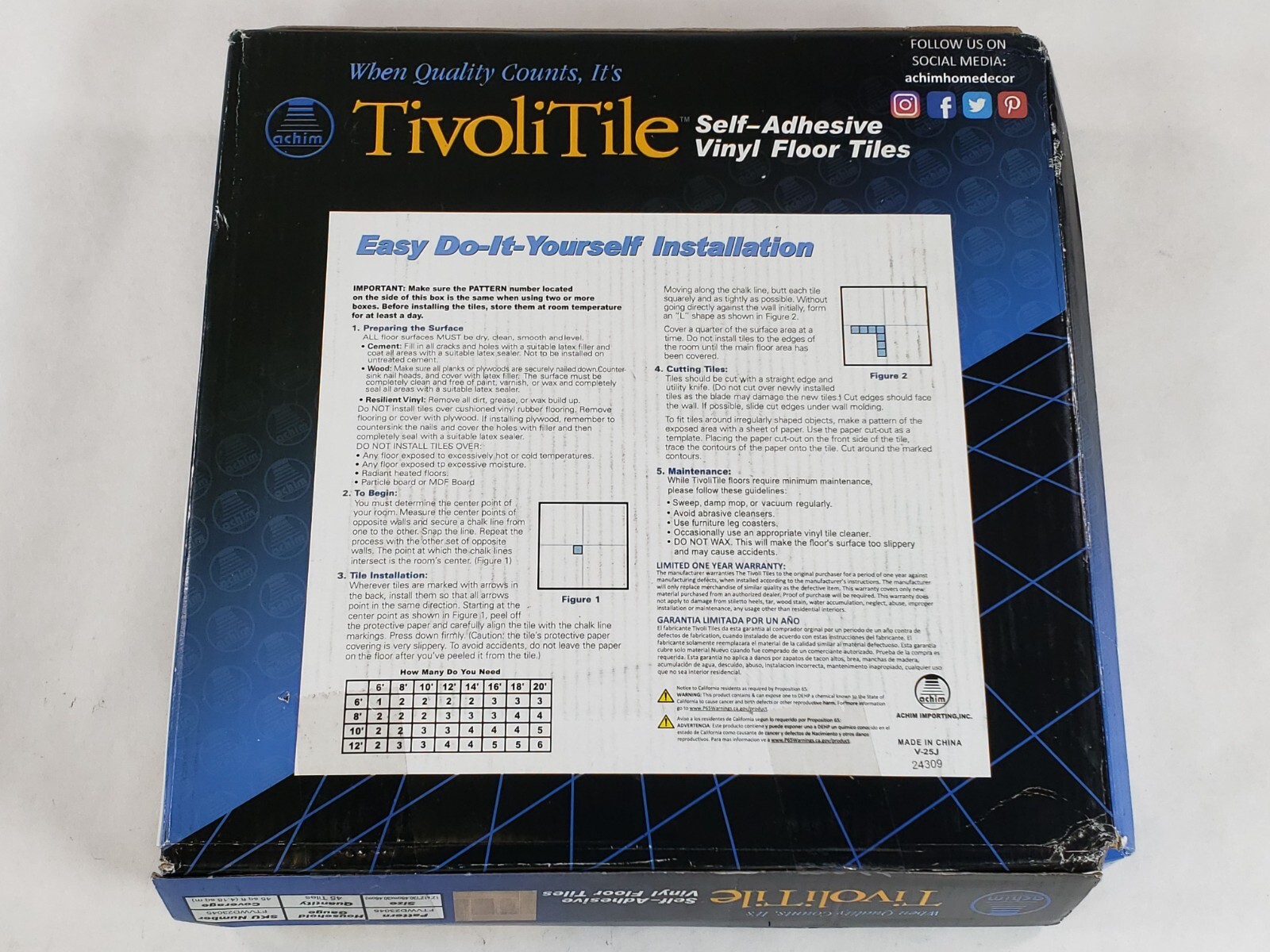 Lot Of 130 Achim FTVWD23045 Tivoli Saddlewood 12″x12″ Self Adhesive Floor Tiles