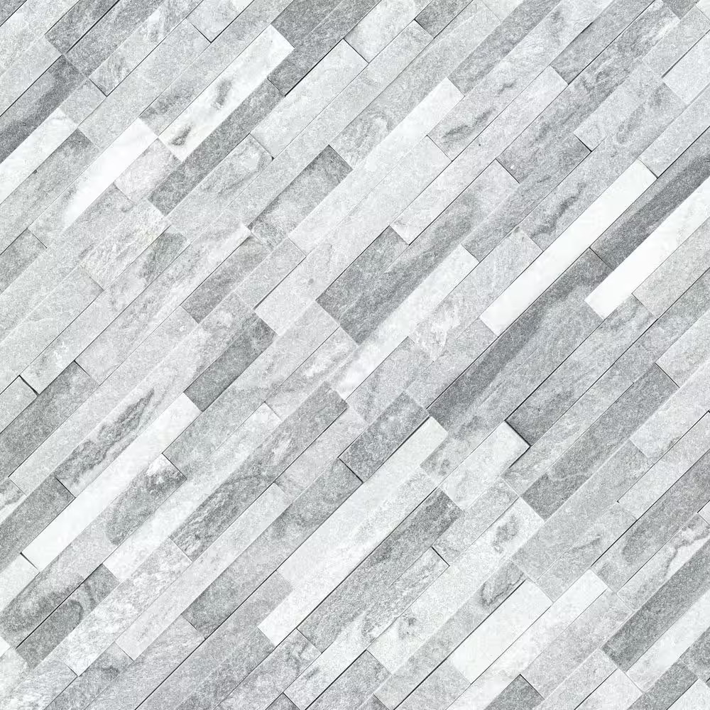 Alaska Gray Ledger Panel 6 In. X 24 In. Splitface Marble Wall Tile (6 Sq. Ft. /C