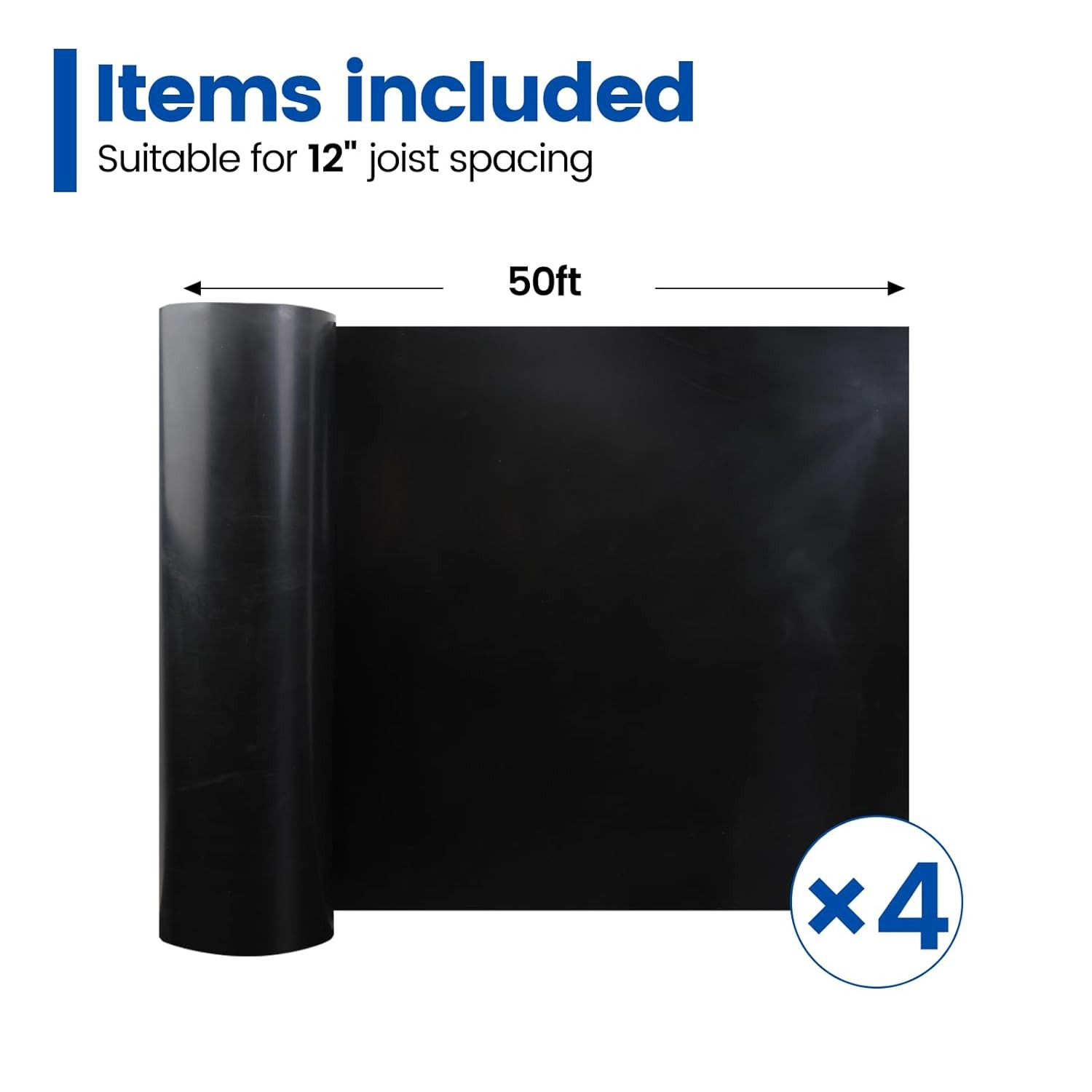4 PCS 50FTBlack under Deck Drainage System,Waterproof Membrane Fit for Joist 12″