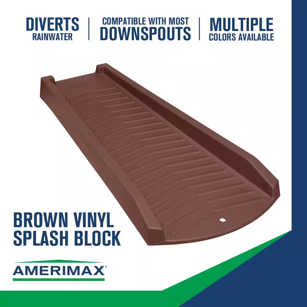 Amerimax 3011-12 Compatible Durable Resin Brown Splash Block NEW