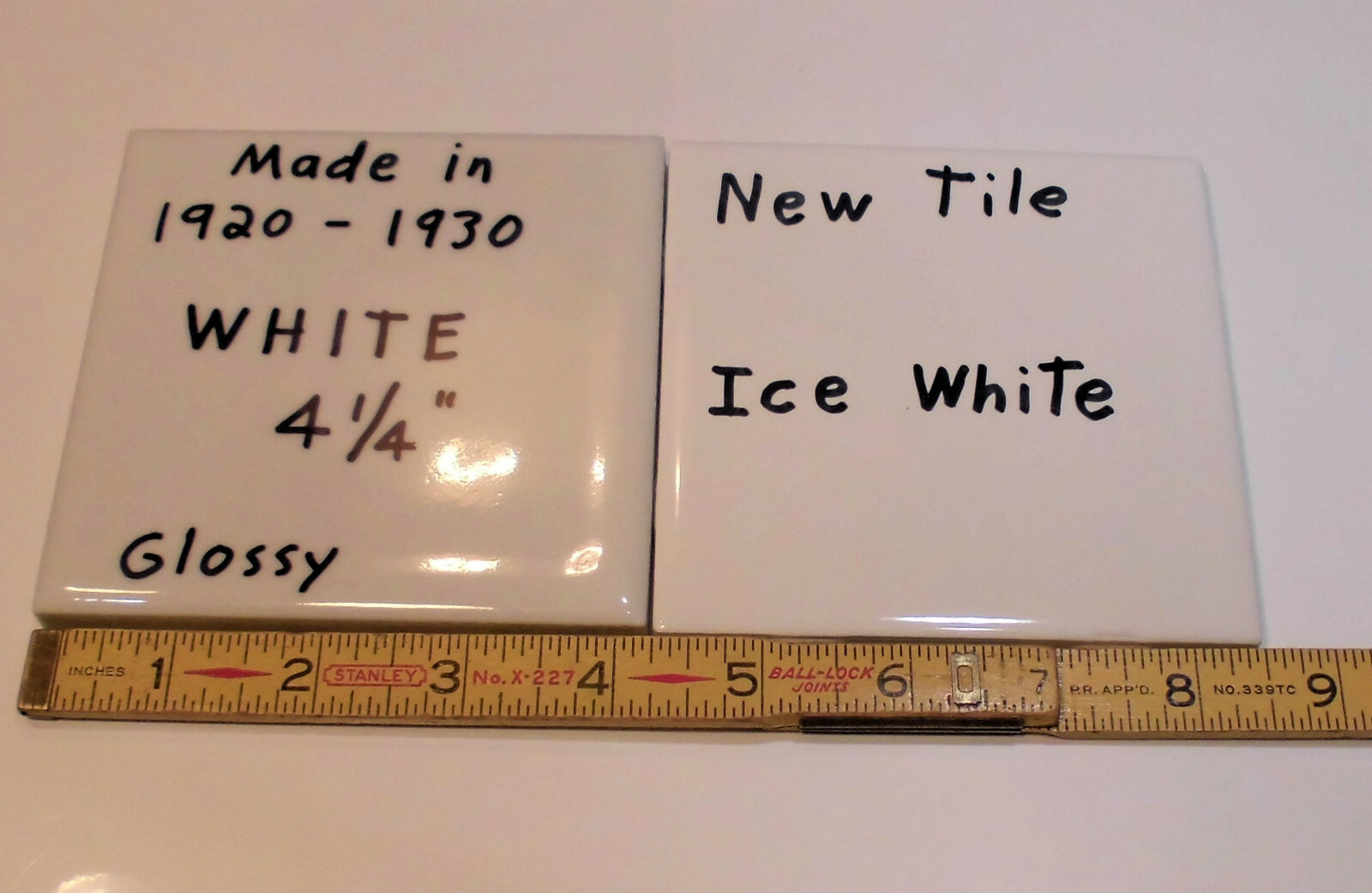 1 pc.*Vintage White* 4-1/4″ X 7/16″ Thick Glossy Ceramic tile; Criteria 1920’s
