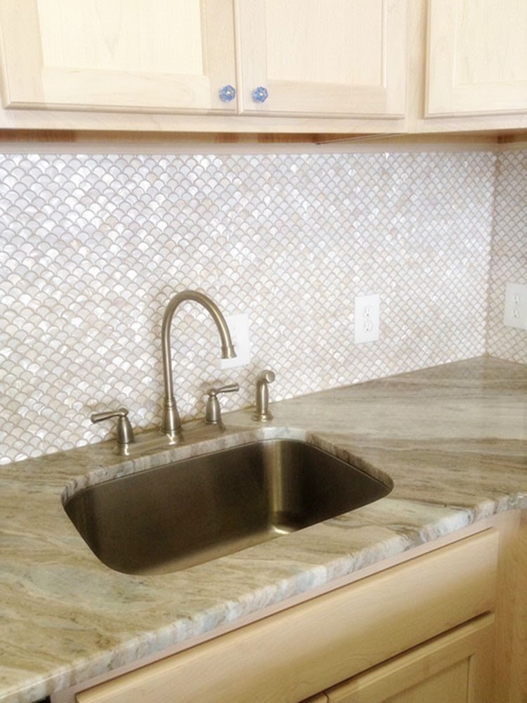 11PCS White Fish Scale Shell Mosaic Tile Kitchen Backspalsh Shower Fan Wall Tile
