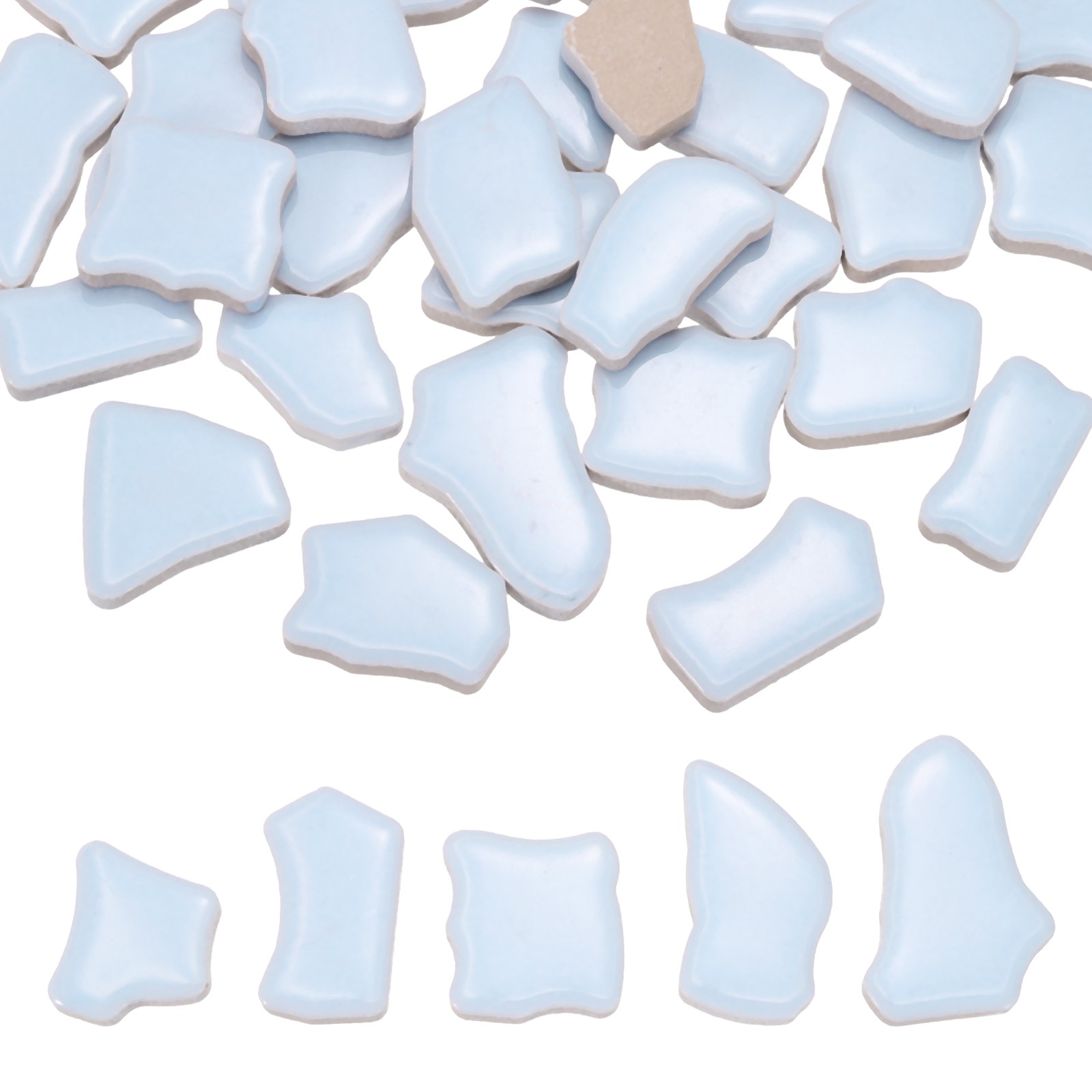 500g/1.1LB 0.79″-1.57″ Irregular Ceramics Mosaic Tiles Grey Blue