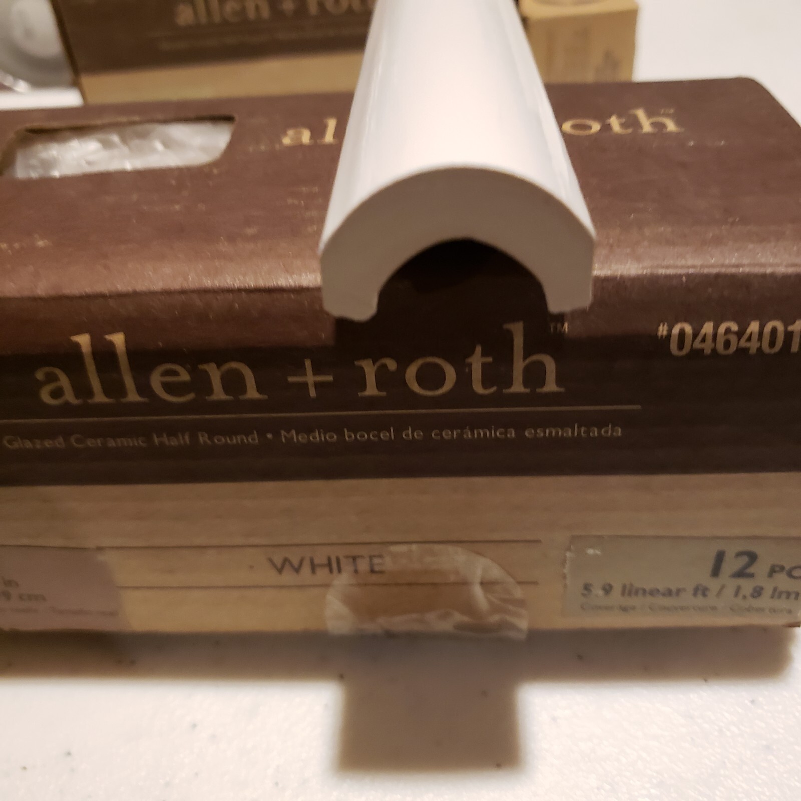 Allen + Roth 1.18×5.9 In White Half Round Tile 12 Pc 0464012