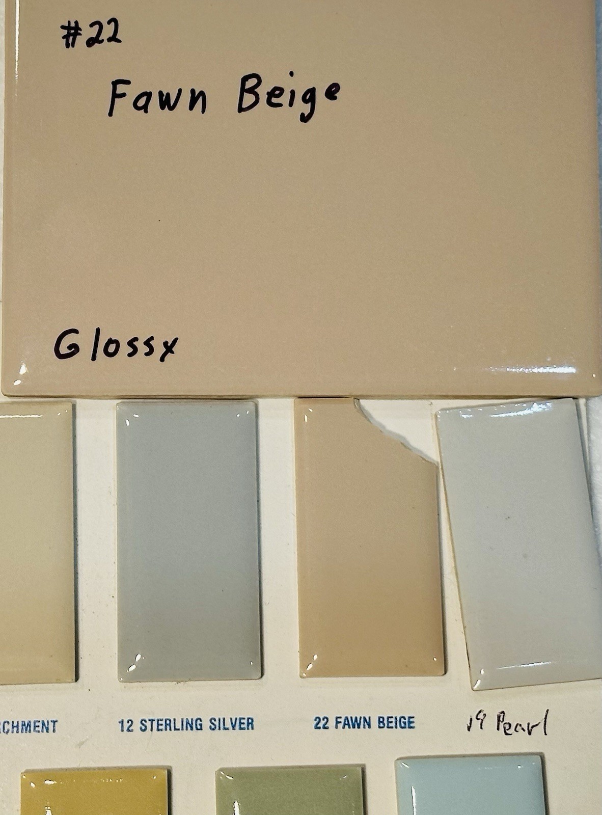 1 pc. Fawn Beige: Glossy Ceramic Tile 4-3/8″ by Florida Co. NOS