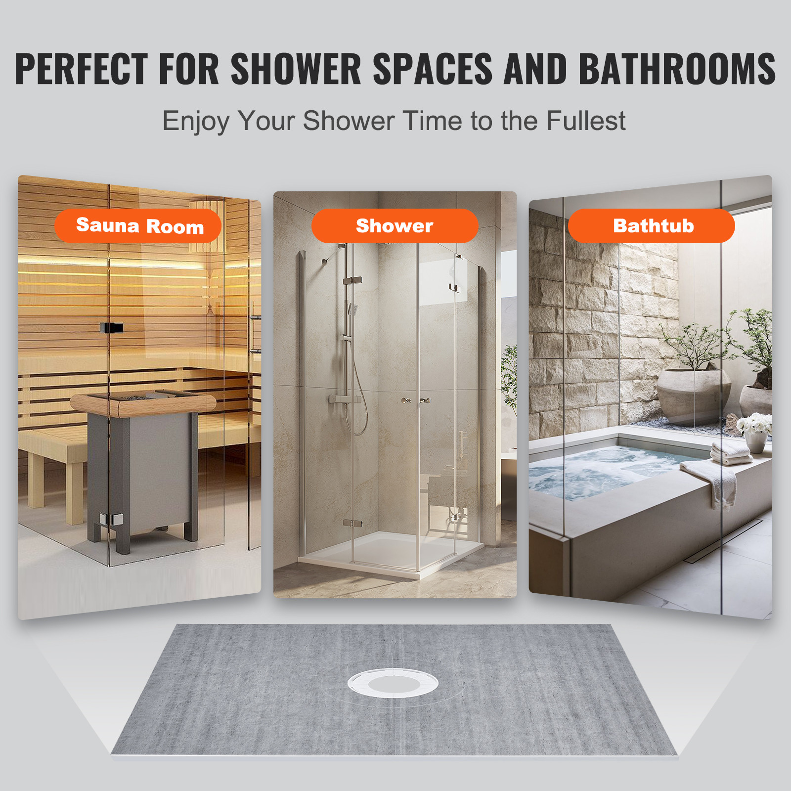 VEVOR Shower Curb Kit Shower Pan Kit 60×48″ w/ 2″ Central Flange ABS Waterproof