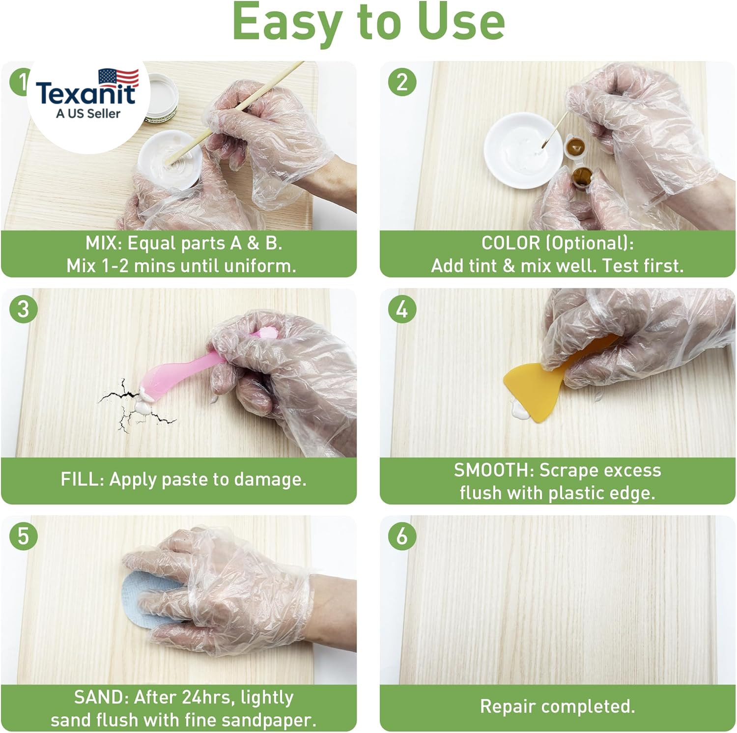 Surface Repair Kit for Tubs, Tiles, Countertops – Fixes Chips, Cracks, Scratches