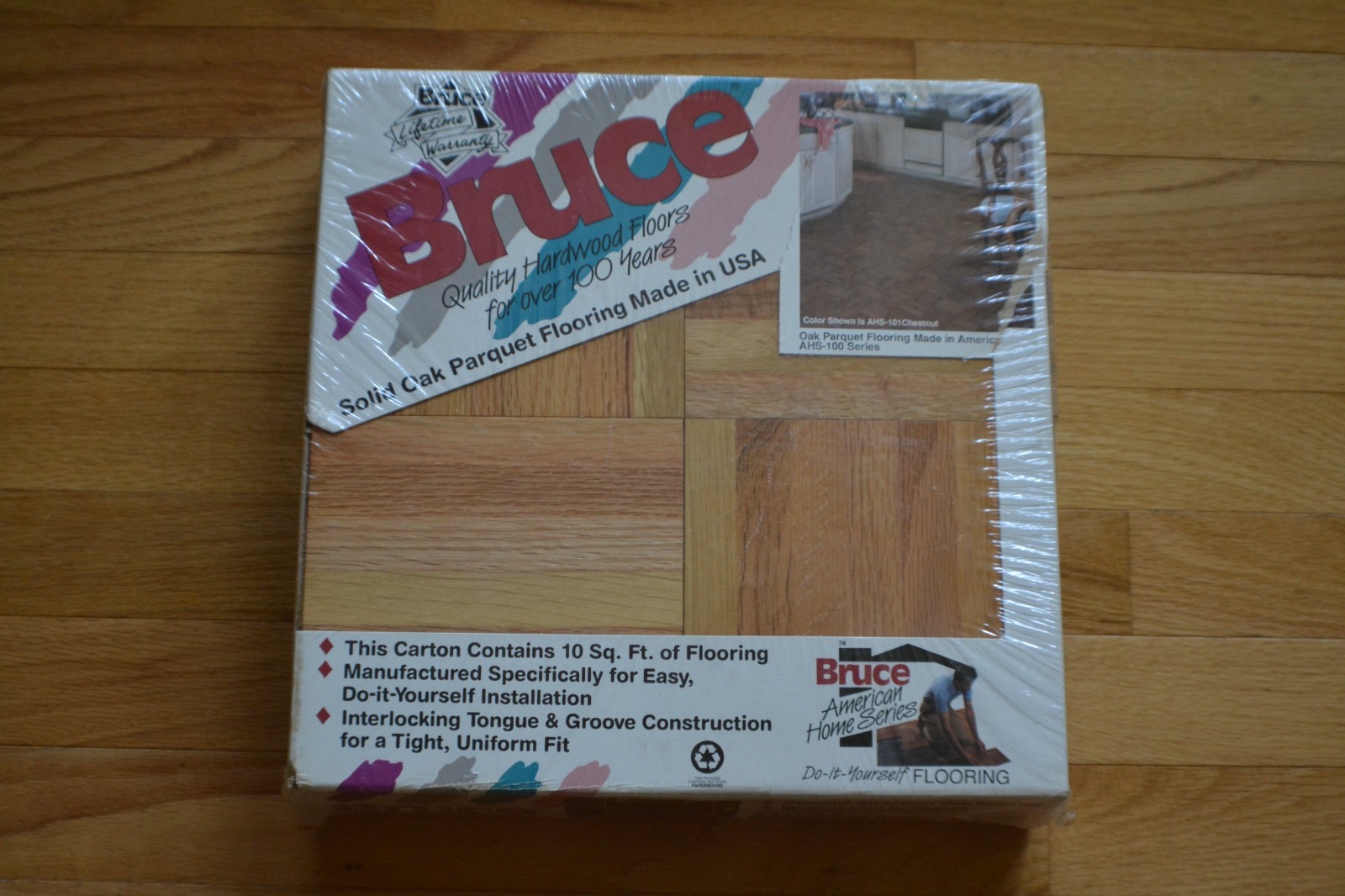 Bruce NOS. AHS-100. Oak Parquet Flooring 10 Sq Ft Box. Desert. (Light Natural)