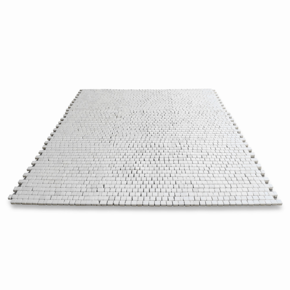 T29P Thassos White Marble Hand Clipped Random Broken Mosaic Tile Polished