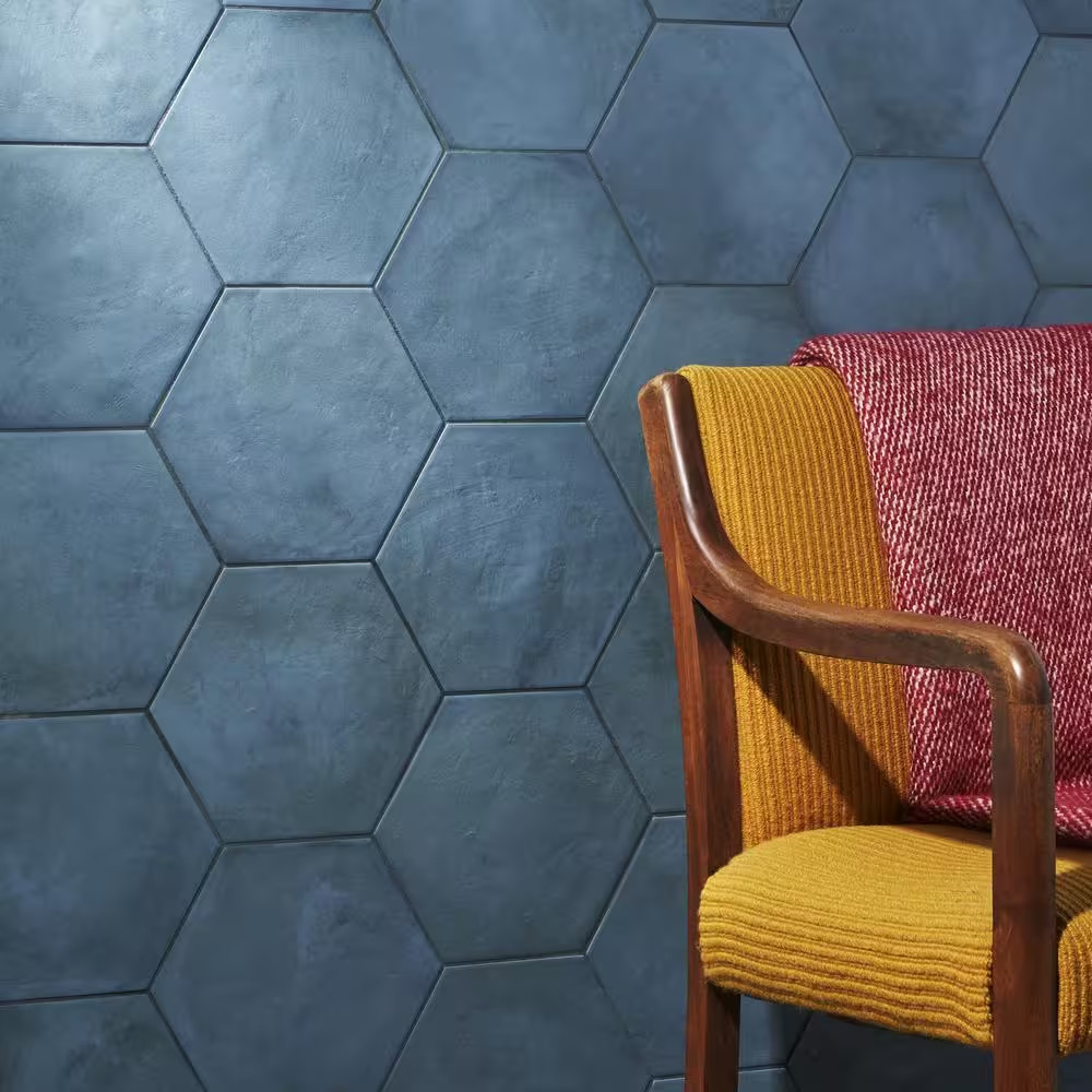Dash Blue Ocean 8.5 In. X 9.84 In. Matte Hexagon Porcelain Floor and Wall Tile (