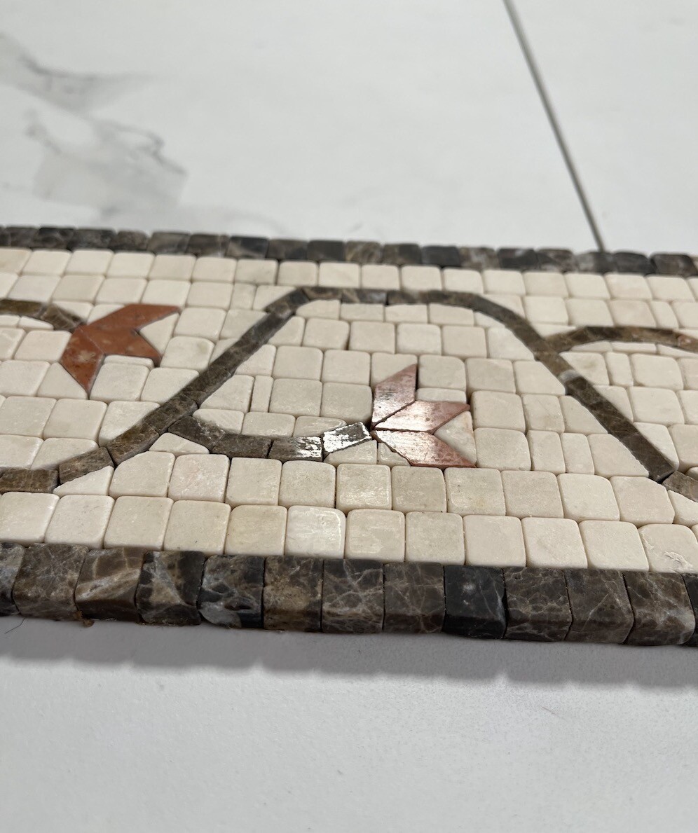 B4682T Marble Mosaic Border Accent Listello Tile Edera Sienna 4×11 Tumbled