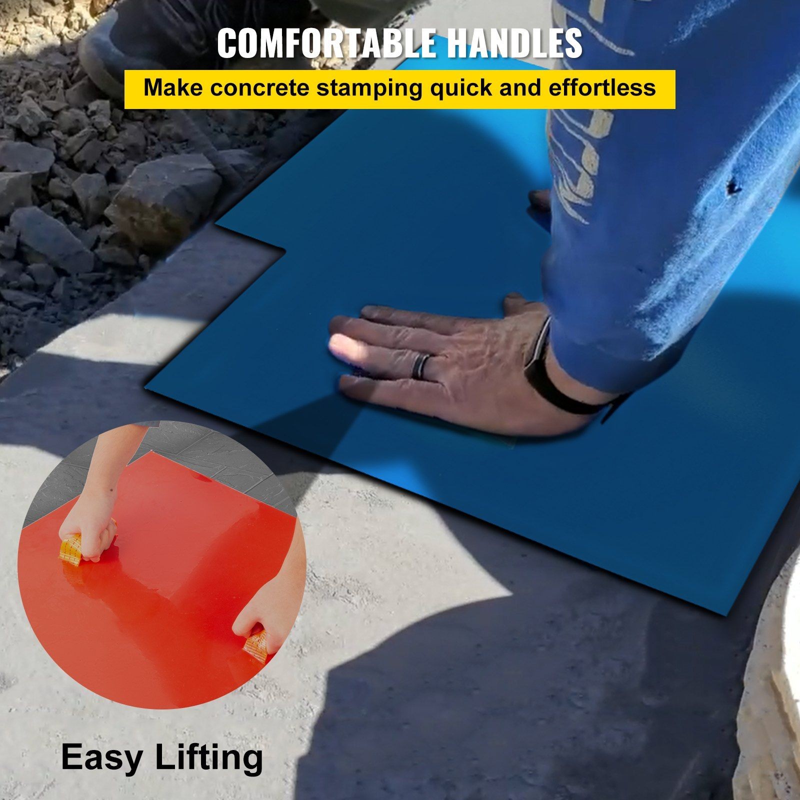 Slate-Style Concrete Stamp Mats: 4PCS 24x24in Polyurethane, 0.5-1in Thickness