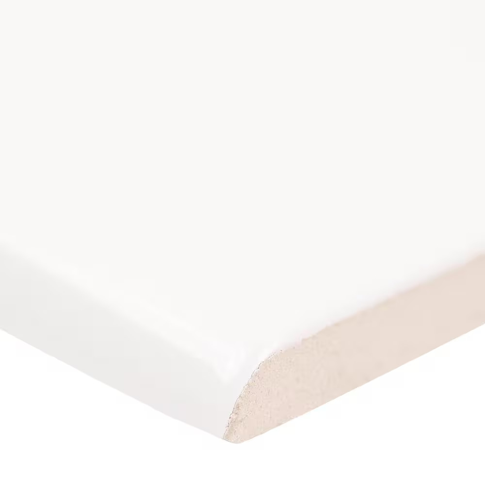 Matrix White 4 In. X 16 In. Glossy Ceramic Bullnose Wall Tile (33.33 Lin. Ft./Ca
