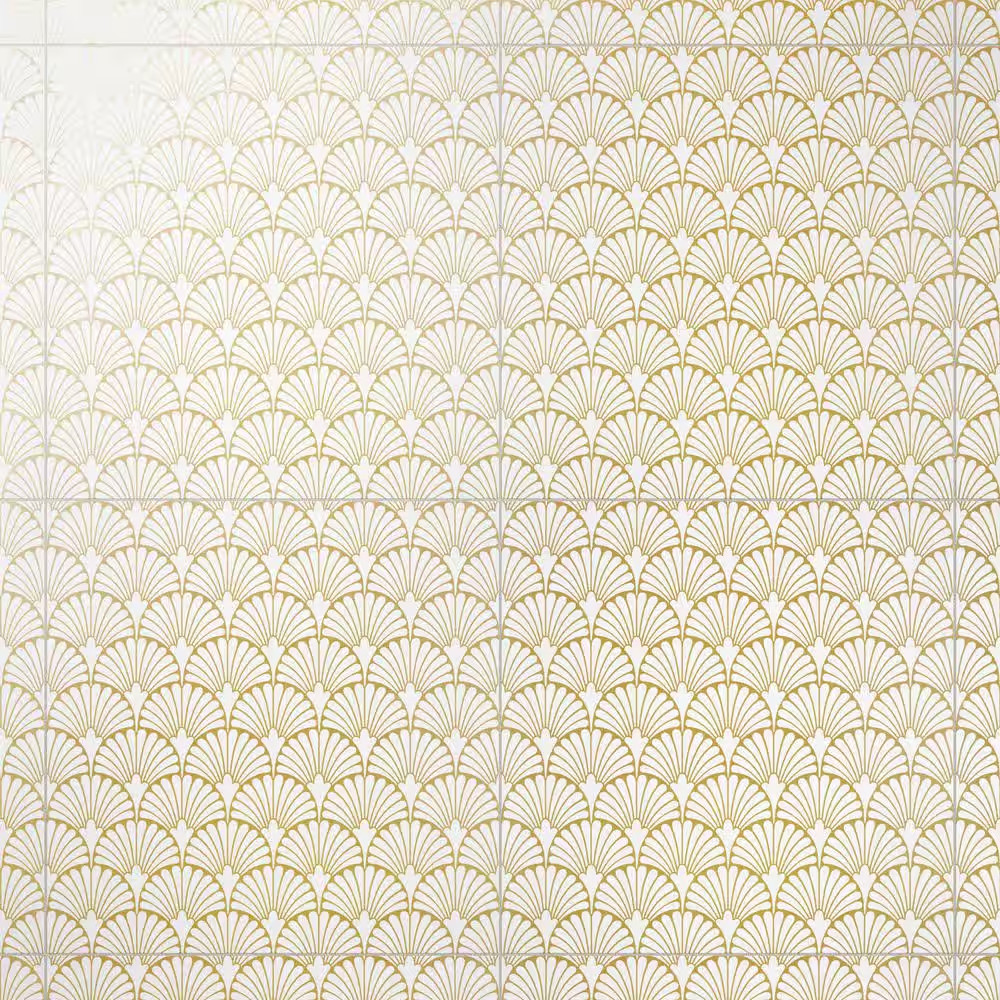 Art Deco Manhattan White 11-3/4 In. X 11-3/4 In. Porcelain Floor and Wall Tile (