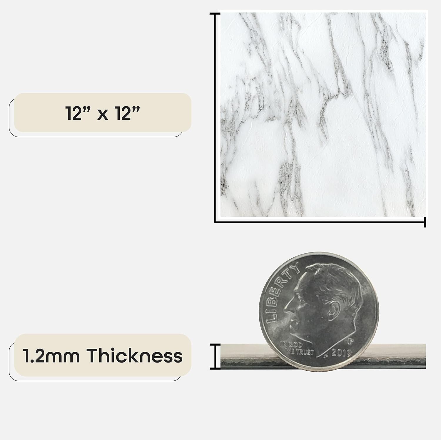 Transform Your Home with Nexus 12″x12″ Bianco Marble Vinyl Tiles – 20 Pack