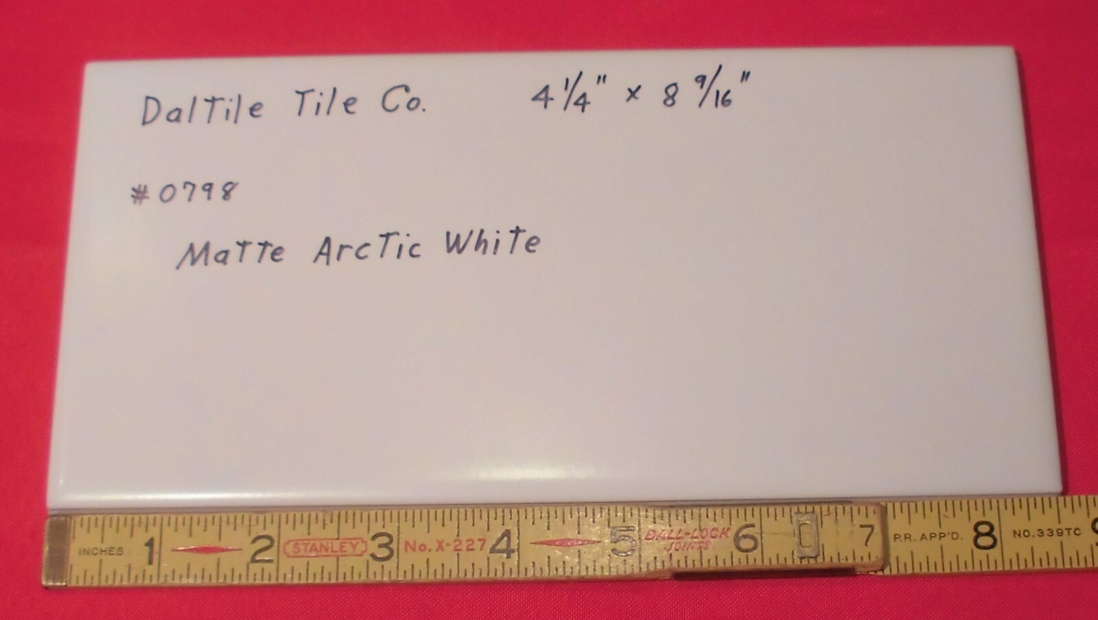 1 pc. Arctic White: 4-1/4″ X 8-9/16″ Matte Ceramic Tile by Daltile #0798, NEW