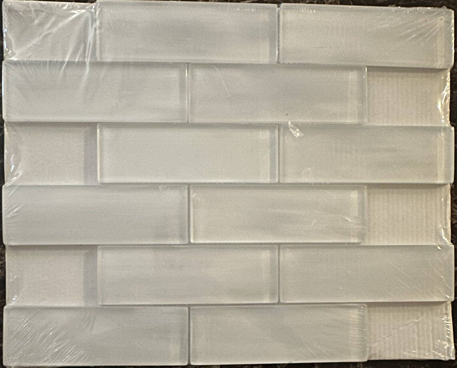 NEW Elida Ceramica White 11.81 In X 11.8in Glossy Glass Linear Wall Tile 1351426