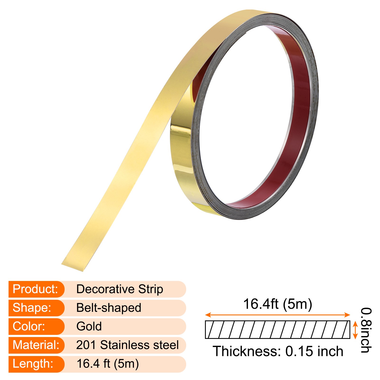 Flexible Molding Trim Self Adhesive 16.4Ft x 0.8in Wall Trim Ceiling Edge Gold