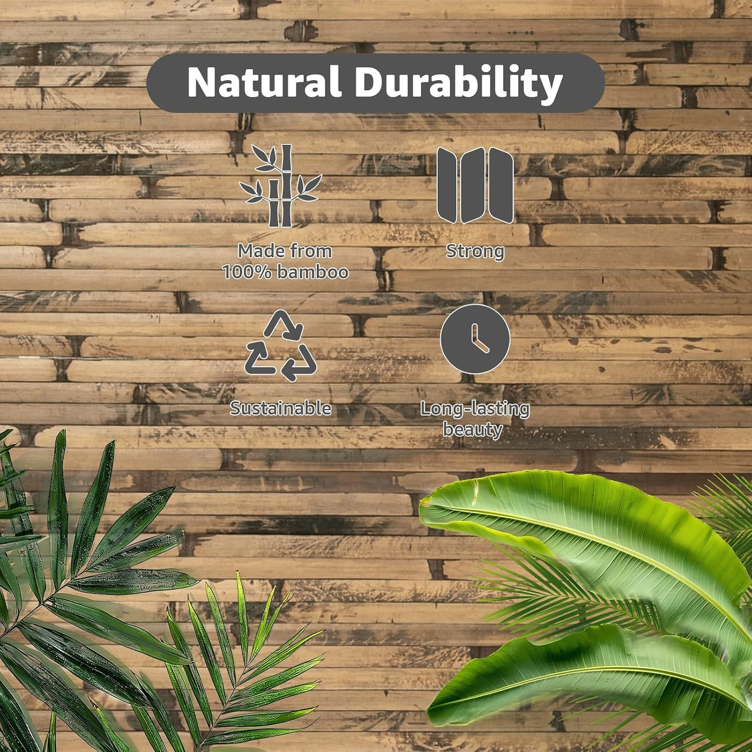 Natural Bamboo Wall Panel for Interior Wall Decor, Renewable Pole Wrap Wainsc…