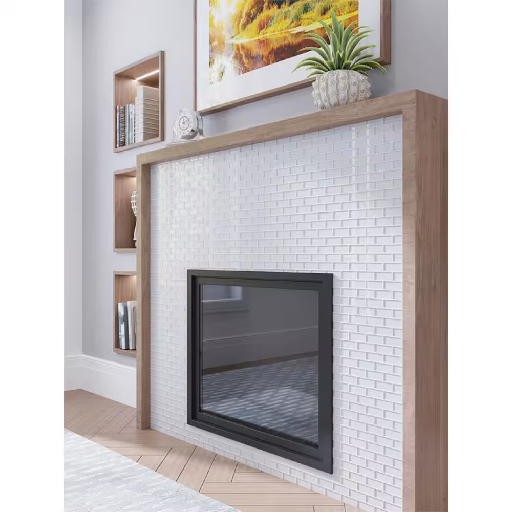 Ice White 11.9 In. X 11.9 In. Polished Glass Mosaic Tile (4.92 Sq. Ft./Case)