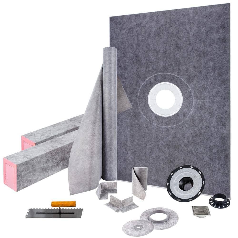 Curbless Shower Pan Kit 38 x 60 in. Shower Base 4 in. PVC Central Bonding Flange
