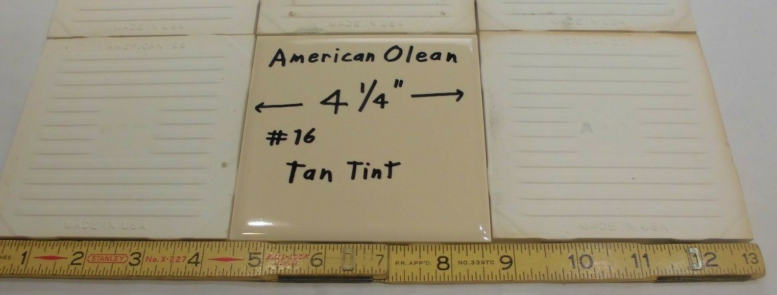 1 pc. Tan Tint: Vintage Glossy Ceramic Tile by American Olean 4-1/4″ made 1950’s