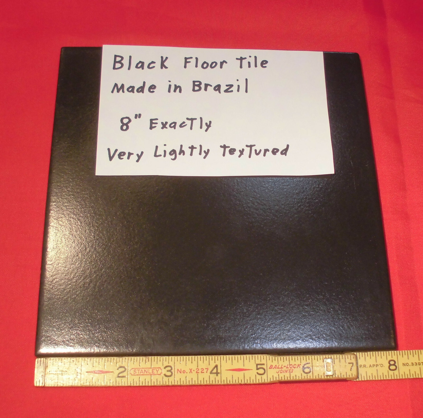 1 pc. *Rich Black* Ceramic / Porcelain Floor Tile 8″ X 8″ Lightly-Textured NEW