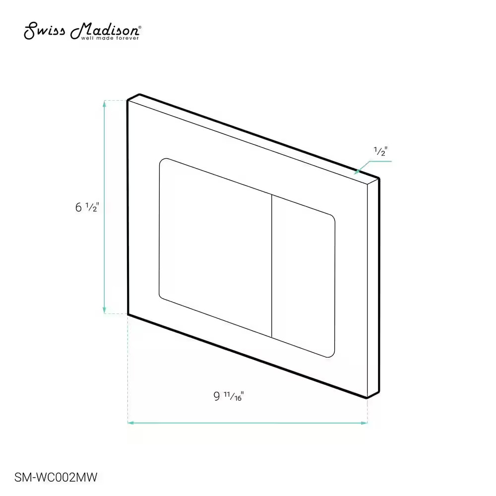 Wall Mount Dual Flush Actuator Plate with Square Push Buttons in Matte White