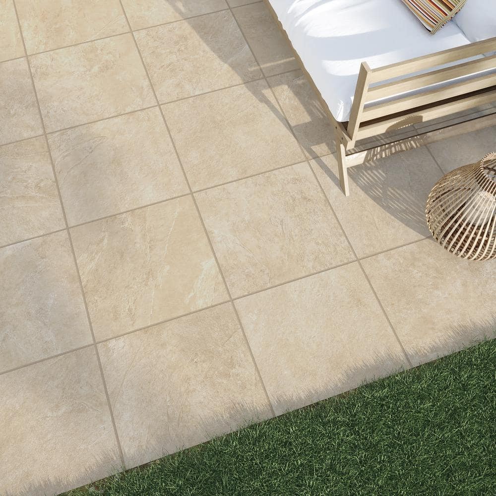 24×24 in Slate White Stone Look Porcelain Pavers, 0.75 in Thick, Case of 2