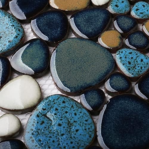 Aqua Cobalt Blue Pebble Tile for Stunning Shower Floors & Backsplashes