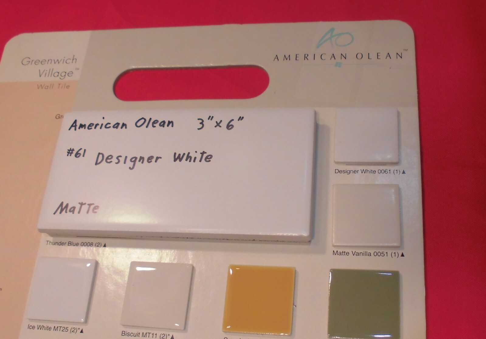 6 pieces: #61 Designer White: Matte Ceramic Subway Tiles by American Olean, NEW