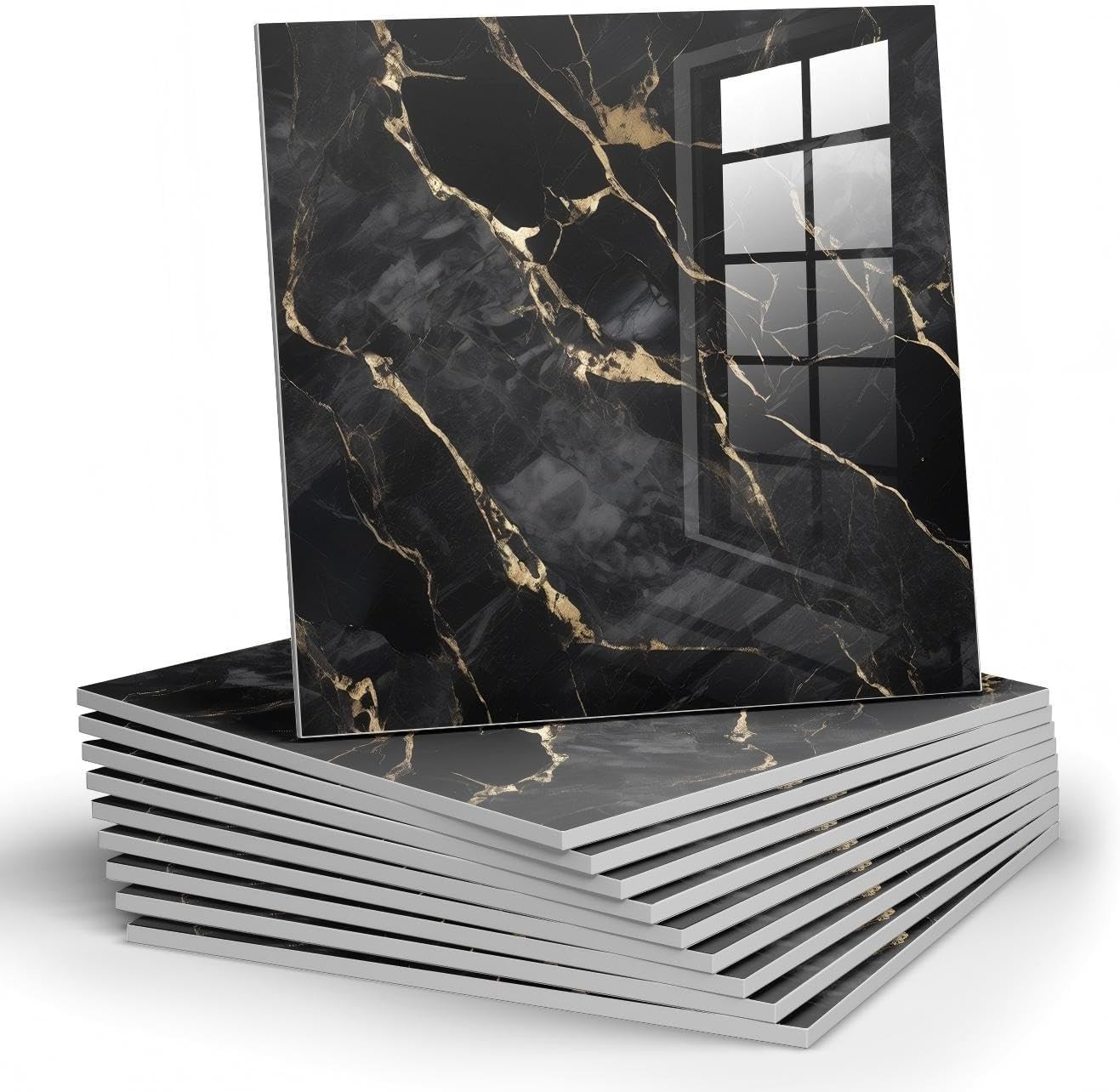Waterproof Black Gold Wall Panels – 11.8″ x 11.8″