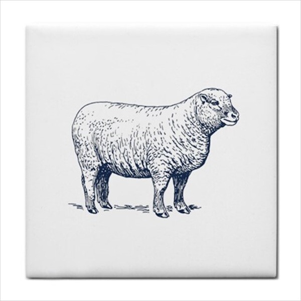Farm Animals Ceramic Tile Set of 6 Home Decor Backsplash Tiles Blue and White