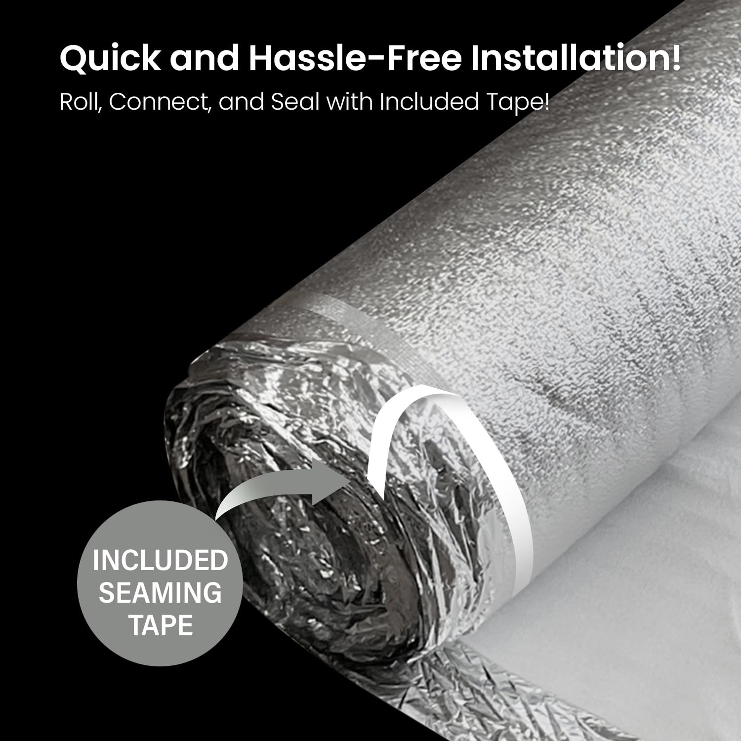 3-in-1 Acoustic Premium Floor Underlayment – 200 sqft Roll – 3mm Thick EPE wi…