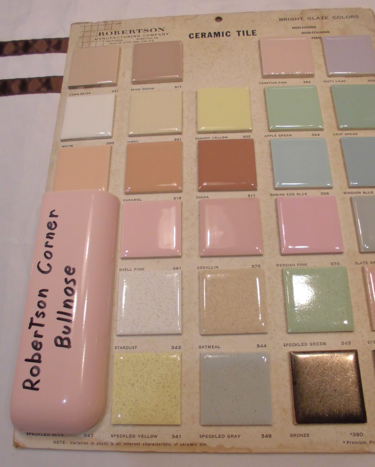 2 pcs. *Shell Pink* 2″ X 6″ Ceramic Radius Bullnose Corner Tiles by Robertson