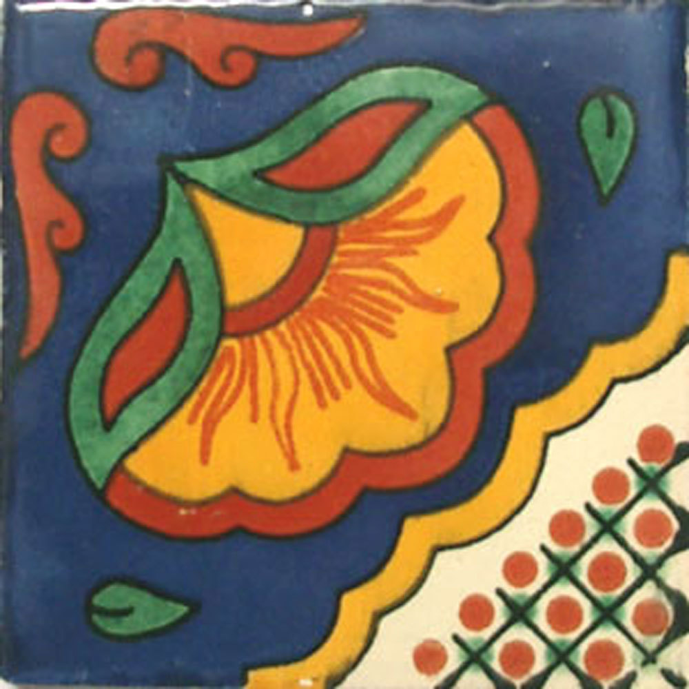 #C073) Mexican Tile sample Ceramic Handmade 4×4 inch, GET MANY AS YOU NEED !!