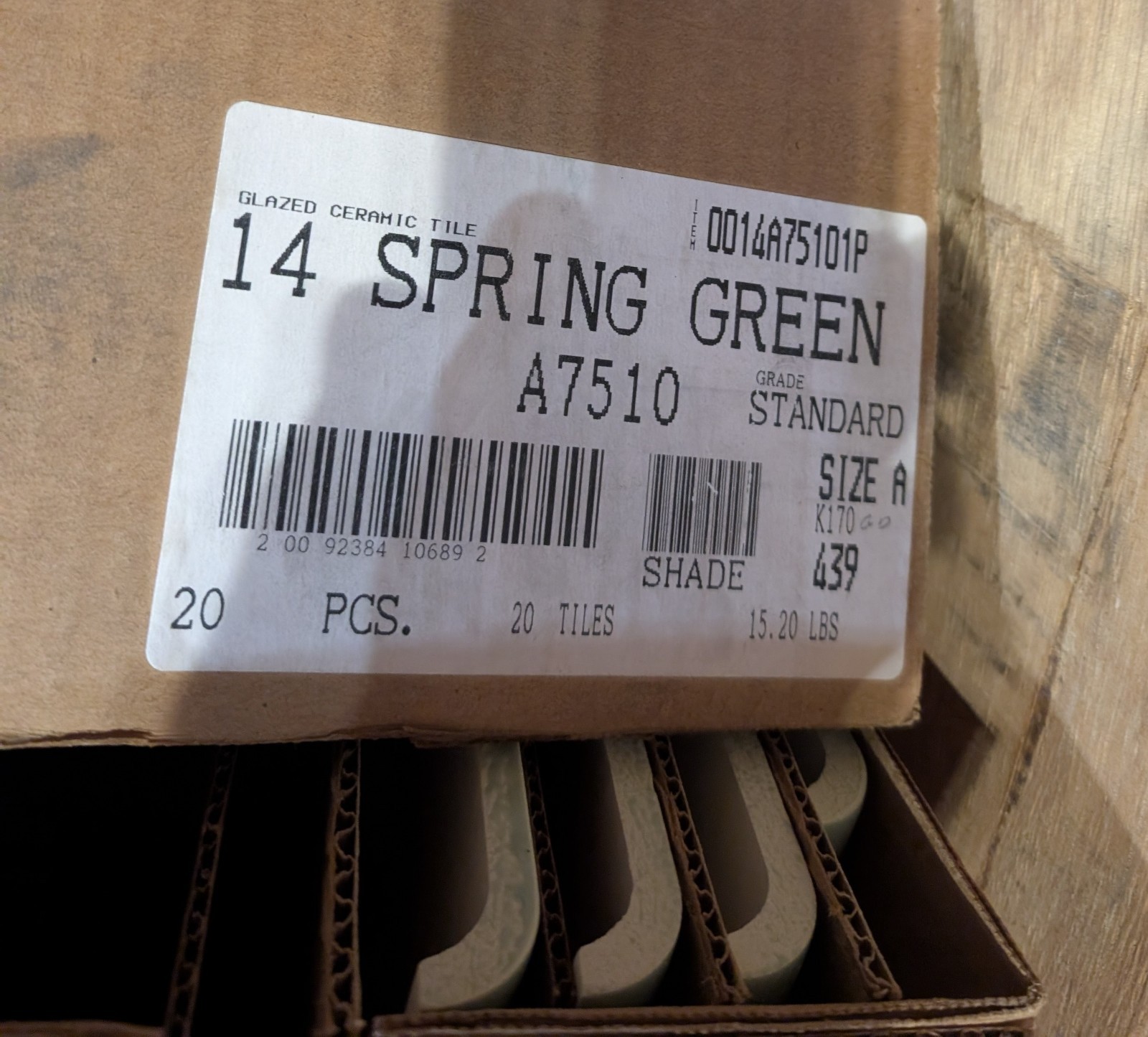 1 Piece Of Ceramic Tile #14 Spring Green Double Mud Bullnose A7510 Curb Jamb