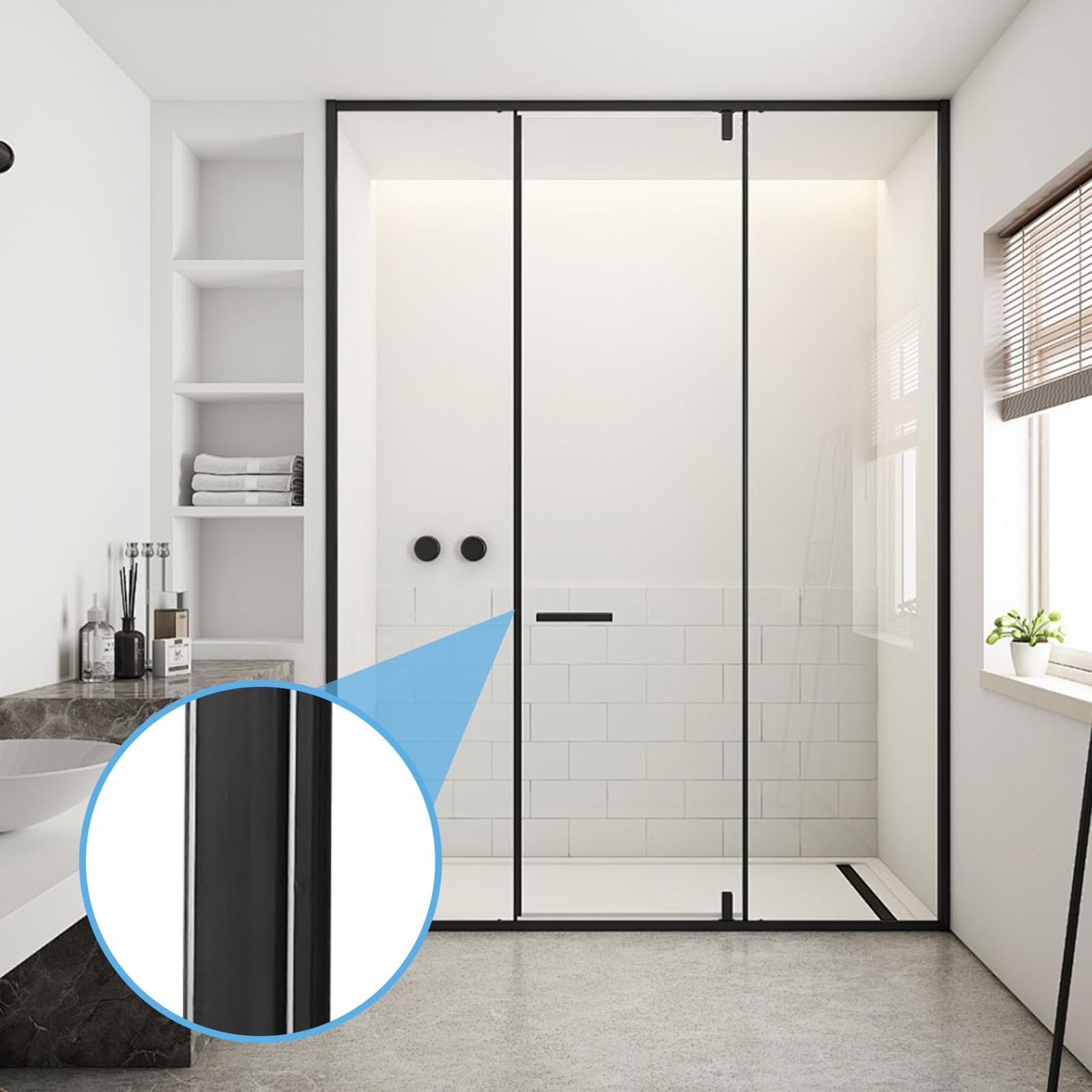 Magnetic Strips for Shower Door 3/8″ Width X 1/8″ Thickness,Framed Black