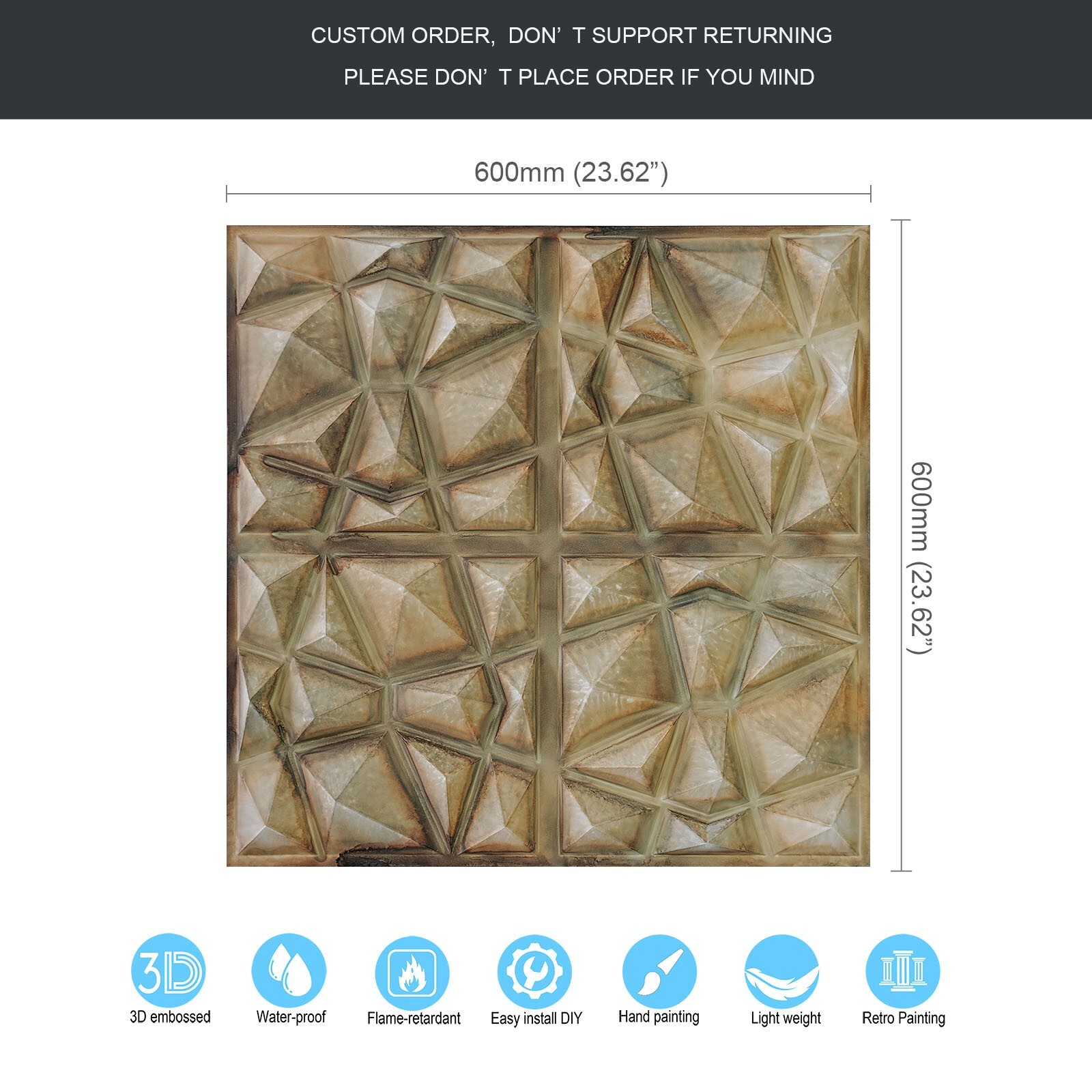 Decorative Fancy Tiles Aged Artwork Panels PLM101 Washed brown 10pcs PAINTSDECOR