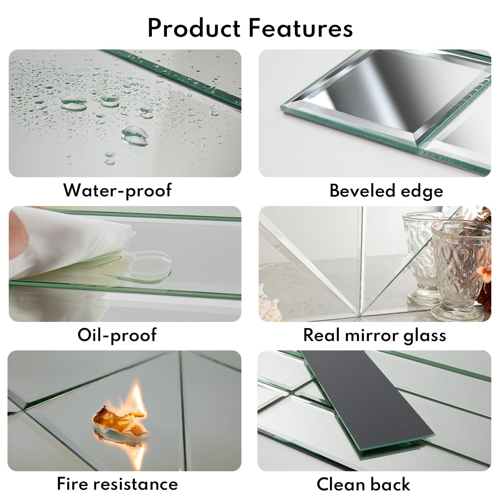 Mirror Subway Tile, Beveled Mirror Backsplash 3×6 Inch for Kitchen Bathroom W…