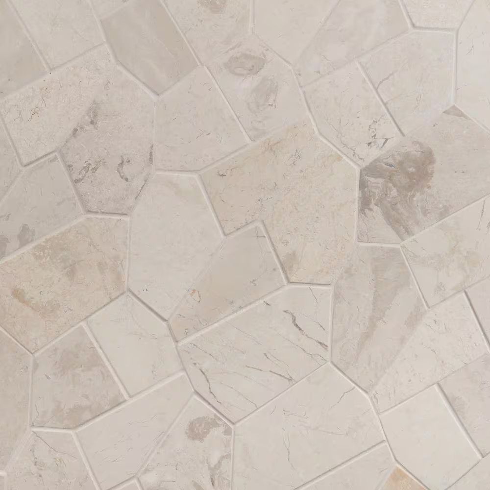 Countryside Organica White 11.81 In. X 19.68 In. Honed Marble Mosaic Floor and W